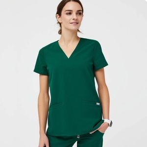 Casma Three Pocket FIGS Scrub Top XXS - Hunter Green